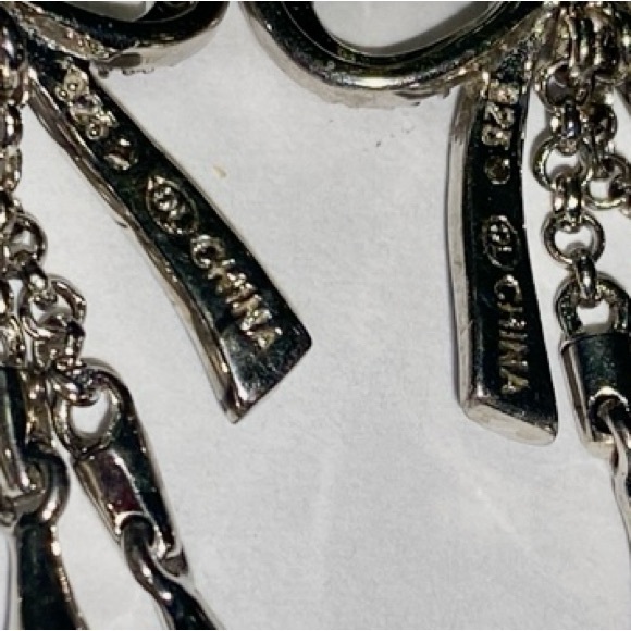 925 SILVER SET RIBBON BOW DROP NECKLACE & EARRINGS with DIAMONDS & PEARL ACCENTS - Picture 10 of 12